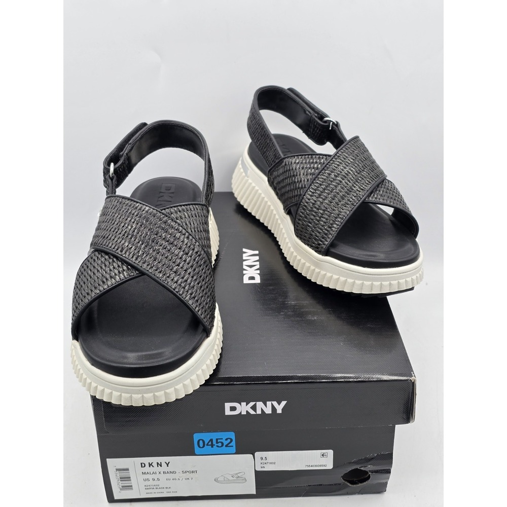 DKNY Malai X Band Woven Crisscross Slingback Sport Platform Sandal Black Sz 9.5